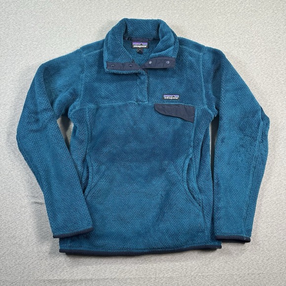 Patagonia Jackets & Blazers - Patagonia Jacket Womens Small S Blue Green Re Tool Snap T Mock Neck Pockets Logo